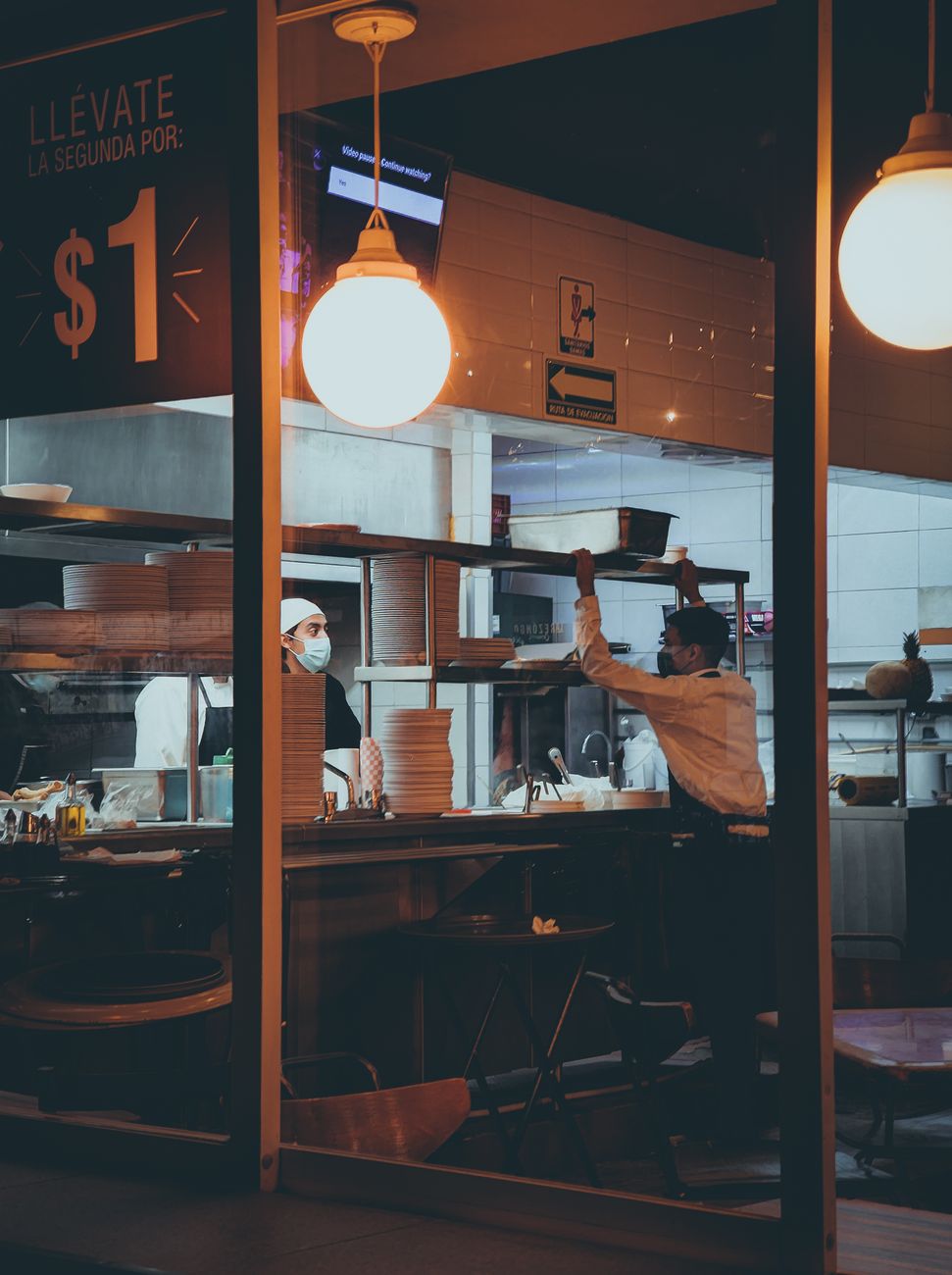two men working in the restaurant